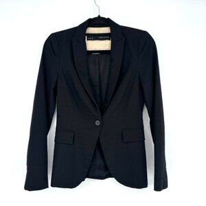 Zara Womens Blazer Size 2 Black One Button Office Career Corporate Minimalist